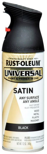 Universal 245197 Enamel Spray Paint, Satin, Black, 12 oz, Can